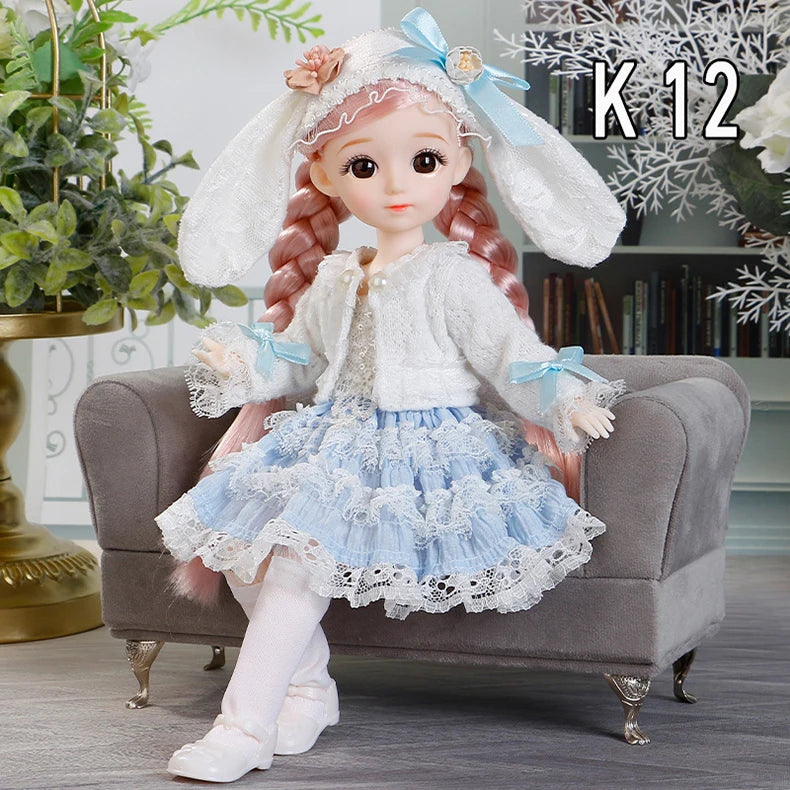 30cm Bjd Dolls Princess Full Set 1/6 Anime Bjd With Clothes 23 Joint Movable Body 3D Eyes Girls Dress Up Birthday Gifts Toys