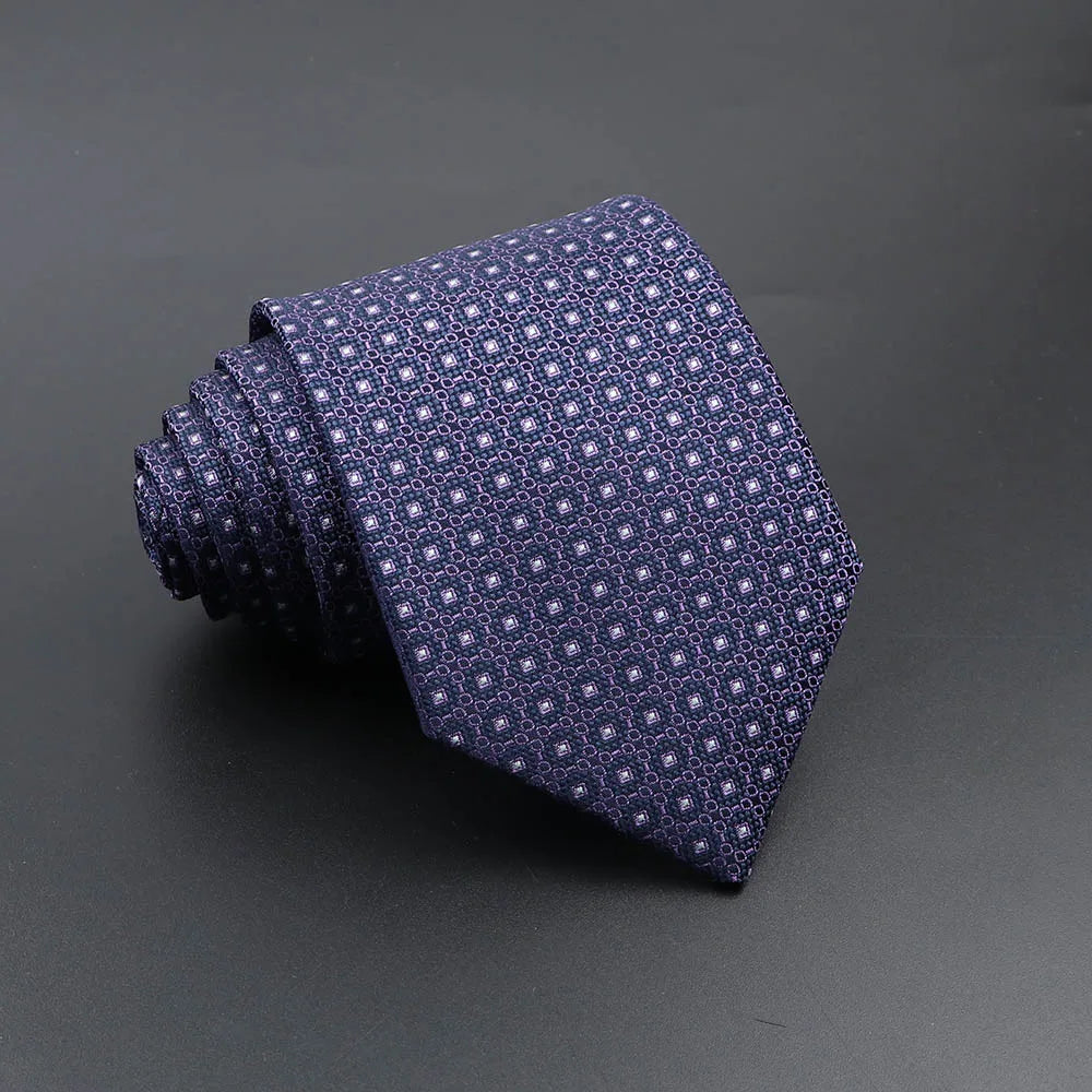 Men's Fashion Tie 8cm Blue Necktie Classic Plaid Striped Neck Tie Paisley Floral Neckties Daily Wear Cravat Wedding Party Gift