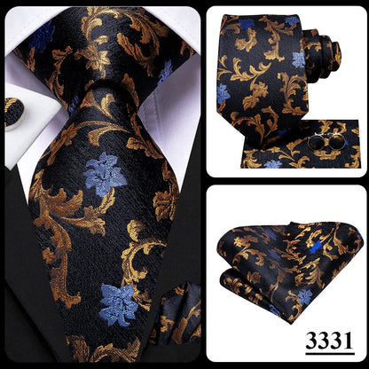 Hi-Tie 8.5cm Business Black Solid Paisley 100% Silk Men's Tie Neck Strip Ties for Men Formal Luxury Wedding Neckties Gravatas