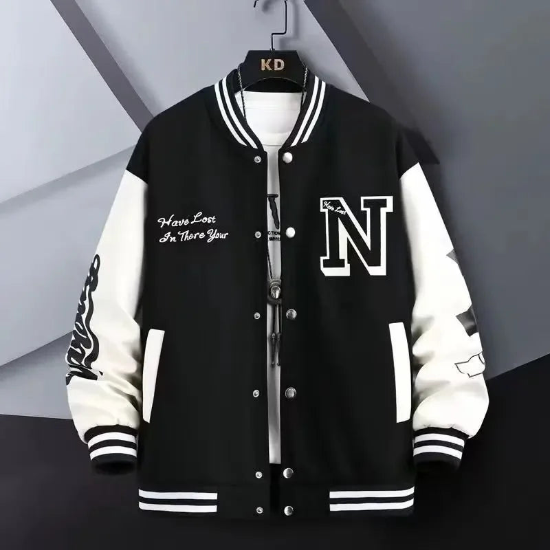 Trendy Baseball Jacket For Men Casual Loose Fit High School Student Hip Hop Style Couples Coat Spring Autumn Season