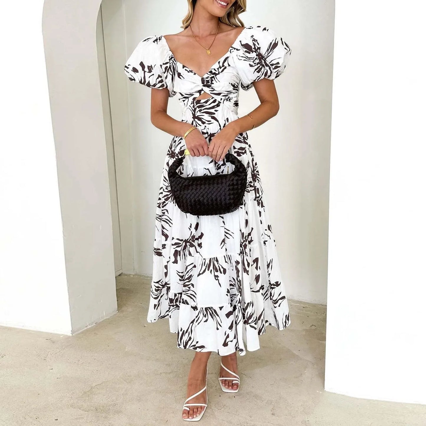 Vestidos Para Mujer Spring Formal Dresses For Women V-Neck Floral Long Dress Casual Summer Dresses For Women Floral Formal Dress