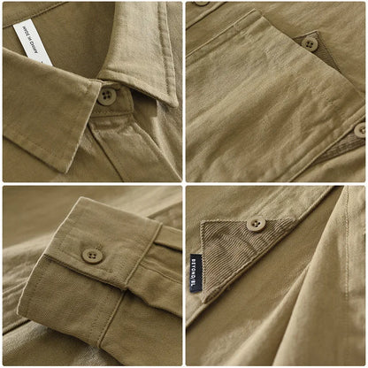 2025 New Spring Japan Workwear Long Sleeve Shirts 100% Cotton Fashion Versatile Artistic Casual Loose Tops Men Drop Shipping
