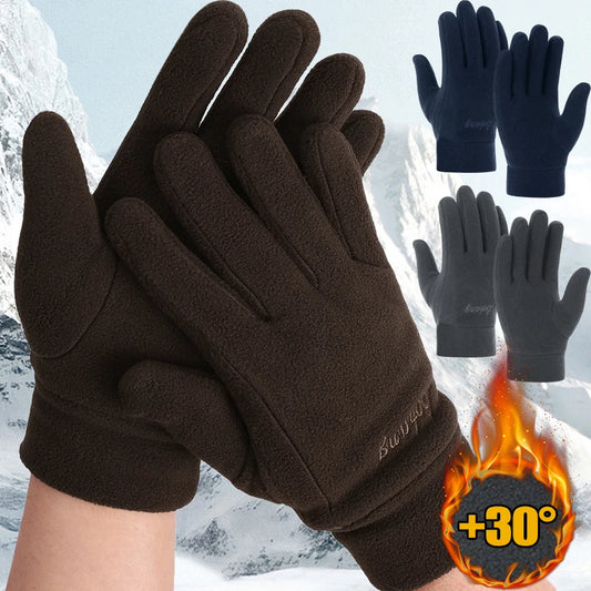 Winter Warm Fleece Gloves for Women Men Thermal Full Finger Gloves Cold Resistance Windproof Outdoor Skiing Cycling Mittens