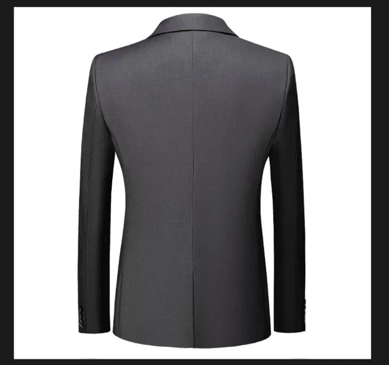 New Men Pure Colour Business Social Office Suit Slim Fit Jacket Fashion Simple Groom Wedding Tuxedo Dress Blazers Coats