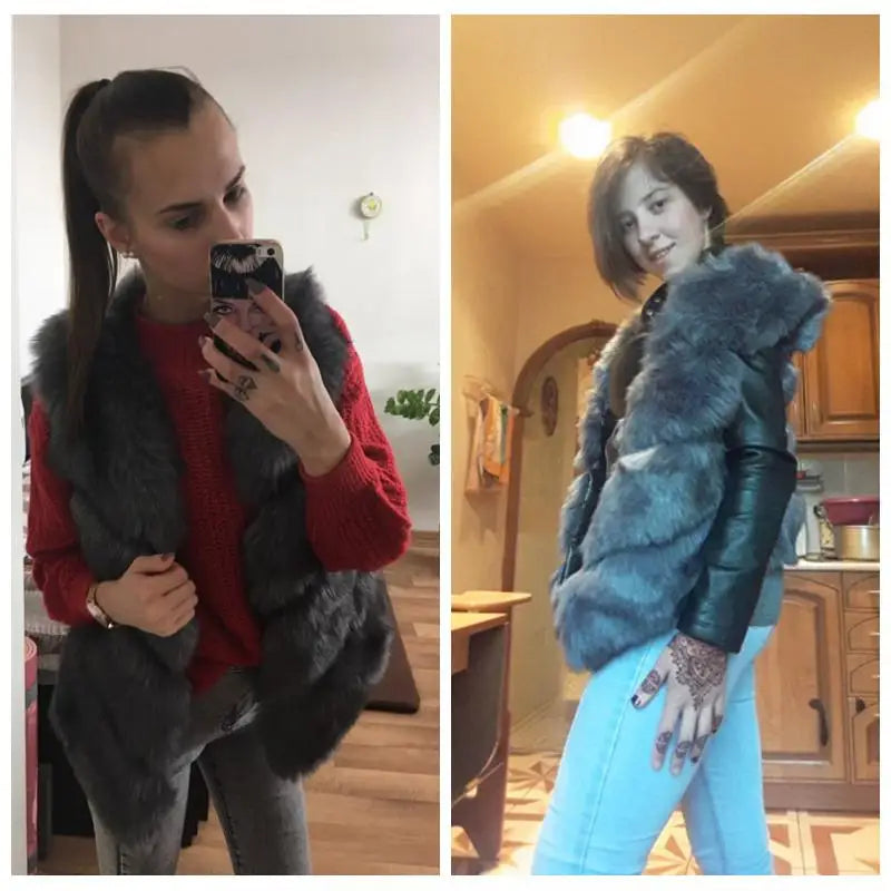 2022 New Fashion Faux Fur Coat Winter Coat Women Waist Fur Gilet Women's Jacket Vest For Ladies