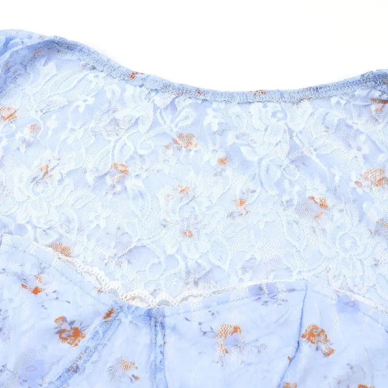 Spring New Women's Dresses Sexy Low Chest Lace Print Mini Dress Fashion Long Sleeves Casual Slim Elegant Female Dresses Clothing
