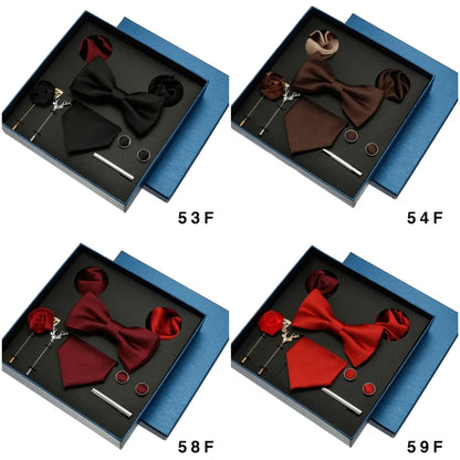Men Tie Silk Necktie Man Bowtie Hanky Brooches Cufflinks And Tie Clip For Men Accessories Red Burgundy Wedding Tie Gifts Set