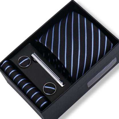 Ties Gift Box Brand Design Top Quality Jacquard Necktie Hanky Cufflink Set Tie Clip For Men Gravatas Business Wedding