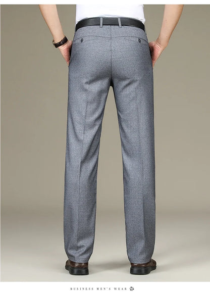 Spring Summer Suit Trousers For Men Straight flat linen Black Suit Pants Men Business Formal  Dress Pants Men Big Size 28-44 46