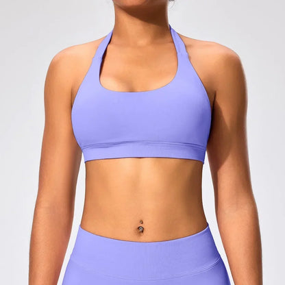 Women's Gym Solid Color Sports Bra Sexy Tight Fitting Backless Seamless with Chest Cushion Vest Exercise Yoga Camisole Top