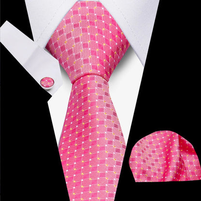 Classic Elegant Ties For Men Fashion Gifts Striped Solid Necktie Handchief Cufflink 3 Pcs Set Wedding Business Suit Accessories