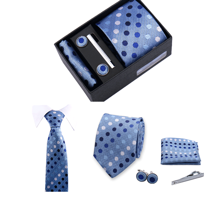 Ties Gift Box Brand Design Top Quality Jacquard Necktie Hanky Cufflink Set Tie Clip For Men Gravatas Business Wedding