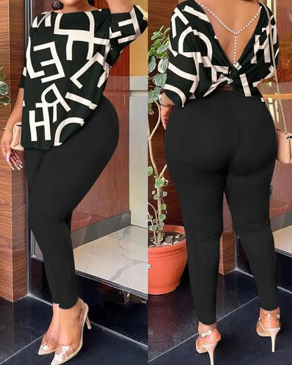 New Fashion 2023 Summer Casual Womens Two Piece Sets Outfit Tie Dye Print Twisted Backless Top & Pants Set Sexy Female Suit