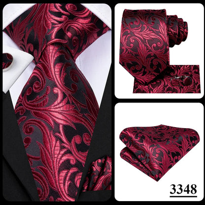 Hi-Tie 8.5cm Business Black Solid Paisley 100% Silk Men's Tie Neck Strip Ties for Men Formal Luxury Wedding Neckties Gravatas