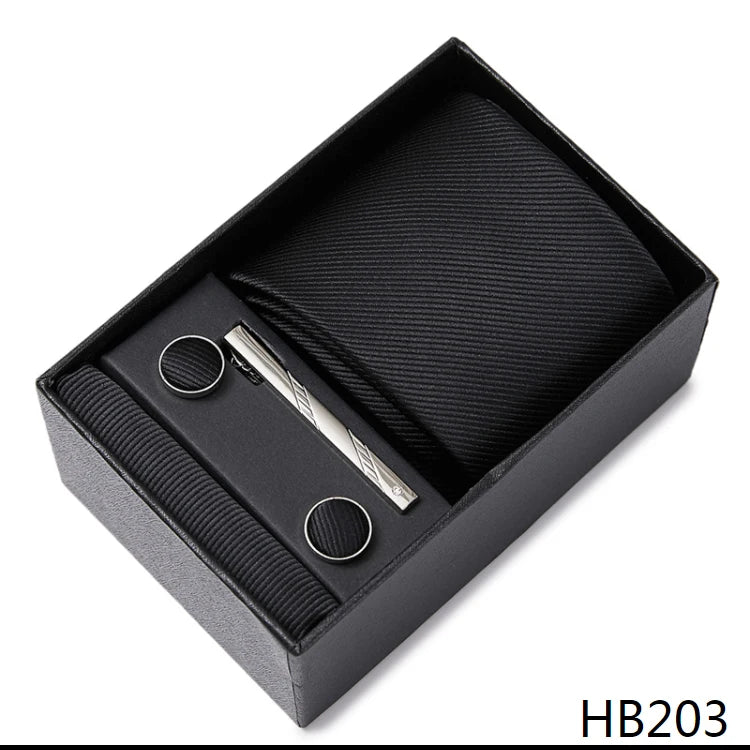 Top Quality 7.5 cm Business Ties Hanky Cufflink Set Tie Clips Green Necktie Corbatas For Men Wedding In Gift Box Gravatas