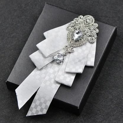 Fashion Handmade Bow Tie Wedding Collar Luxury Rhinestone Bowtie Necktie Brooch Pocket Towel Square Set Gift for Men Accessories