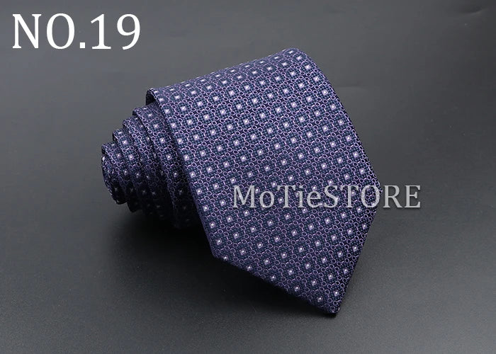 Men's Fashion Tie 8cm Blue Necktie Classic Plaid Striped Neck Tie Paisley Floral Neckties Daily Wear Cravat Wedding Party Gift