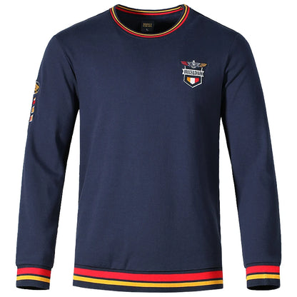 Spring New Men' T-Shirts Round Neck Solid Color Long sleeved Tops Bruce&Shark Thicken Stretch Cotton Men's Clothing Korea Style