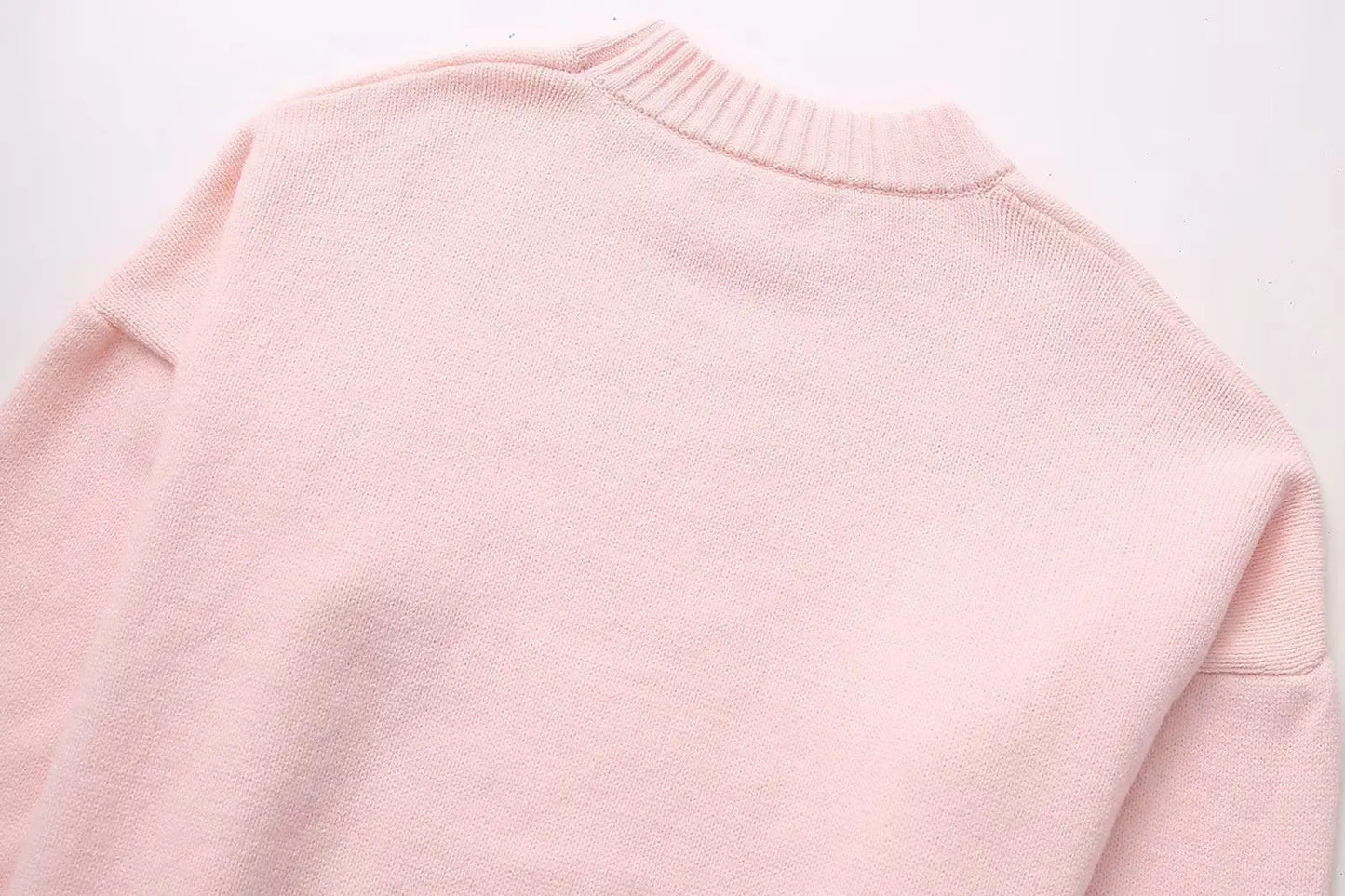 Pink Sweet Autumn Winter Women Warm Knitted Jumper New Round Neck Pullover Tops Loose Casual Long-sleeved Bottomed Sweater Women