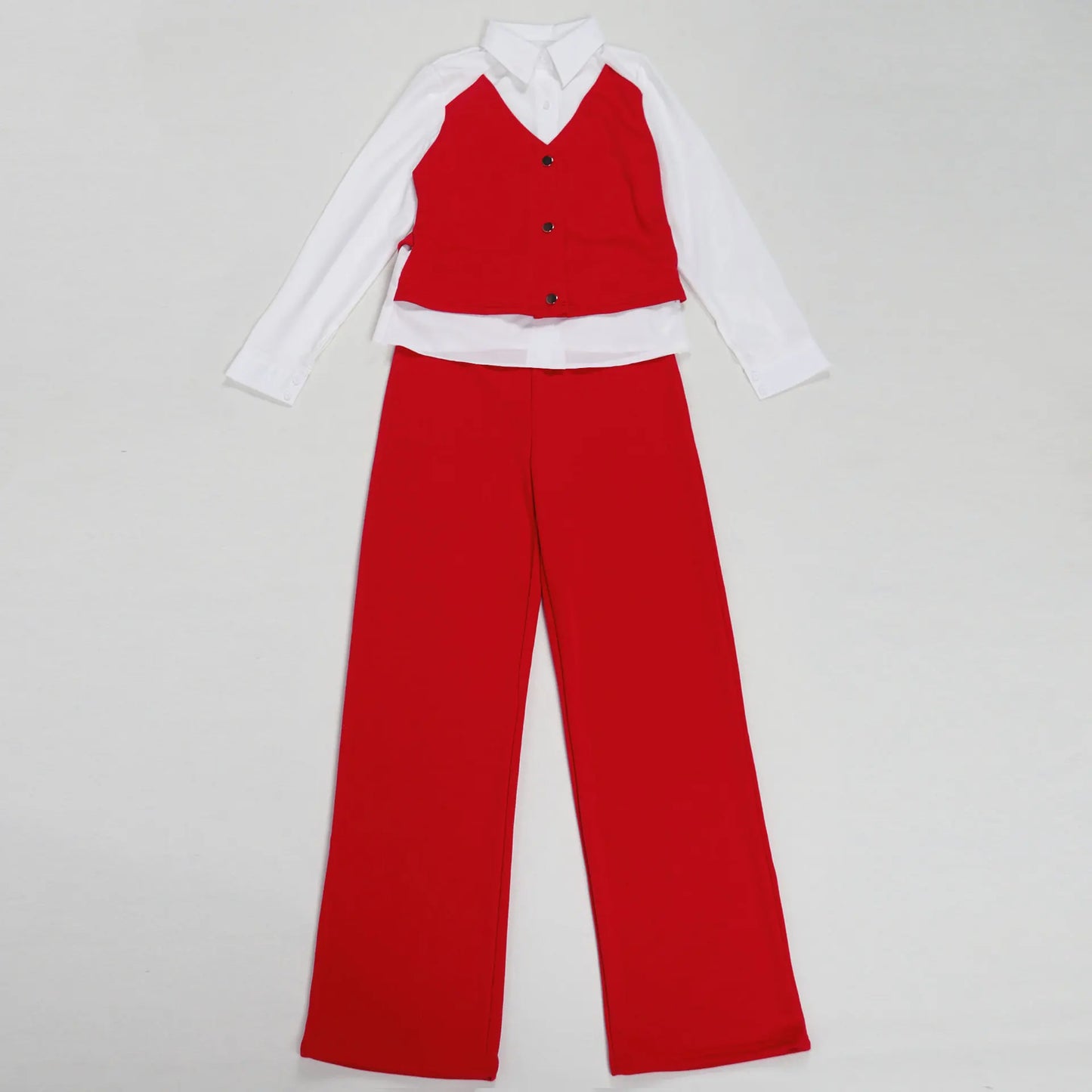 HLJ Elegant Lady Patchwork Shirts Two Piece Sets Women Lapel Long Sleeve Button Top And Pants Outfits Autumn OL 2pcs Clothing