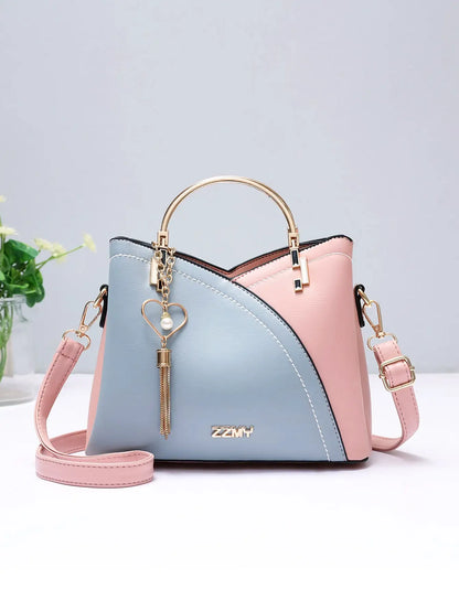 Fashion splicing color blocking large capacity women's handbag, casual versatile crossbody bag