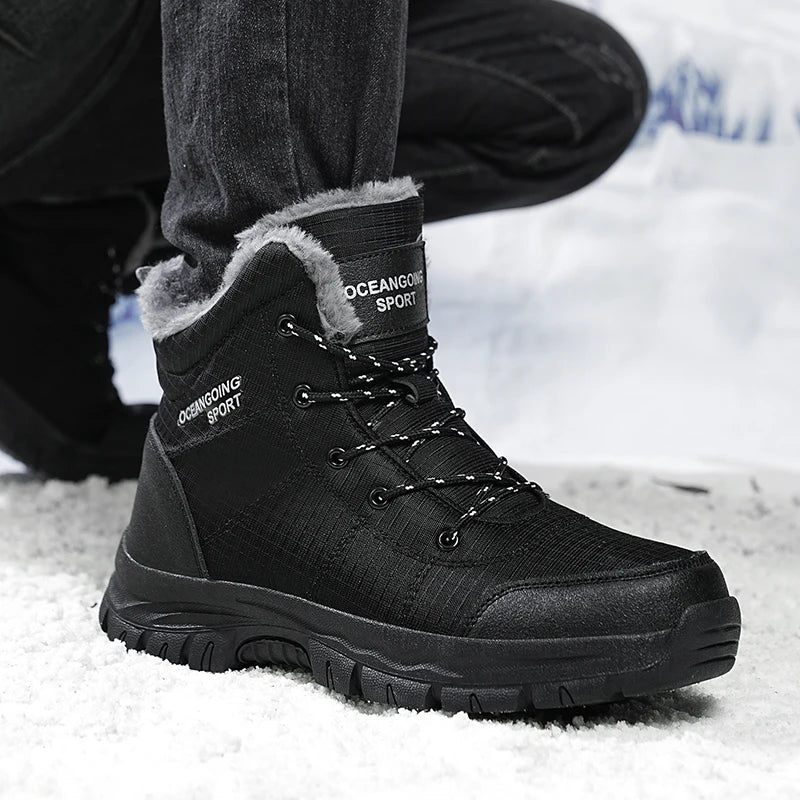 Super Warm Winter Boots With Fur Outdoor Hiking Men Boots Snow Antiskid Waterproof Boots Men Shoes Winter botas High Top hombre