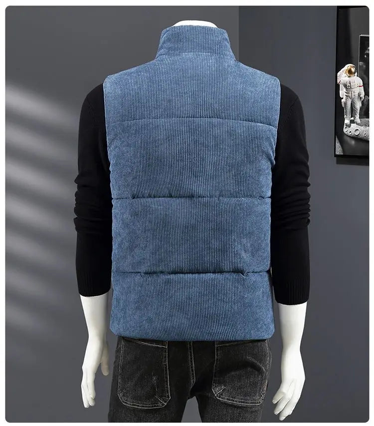 Waistcoat Male Wintertime Cotton Sill Young Person Korean Version Corduroy Vest Thickening for Warmth Men's Handsome Vest Jacket