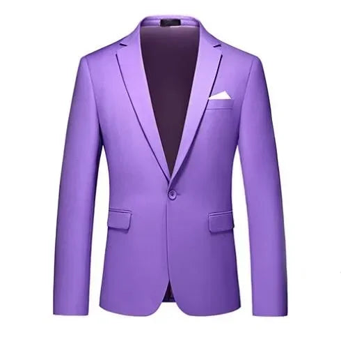 New Men Pure Colour Business Social Office Suit Slim Fit Jacket Fashion Simple Groom Wedding Tuxedo Dress Blazers Coats