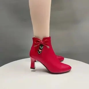 2024 high-heeled boots female spring and autumn single boots new women's shoes zip white waterproof Taiwan high-heeled shoes