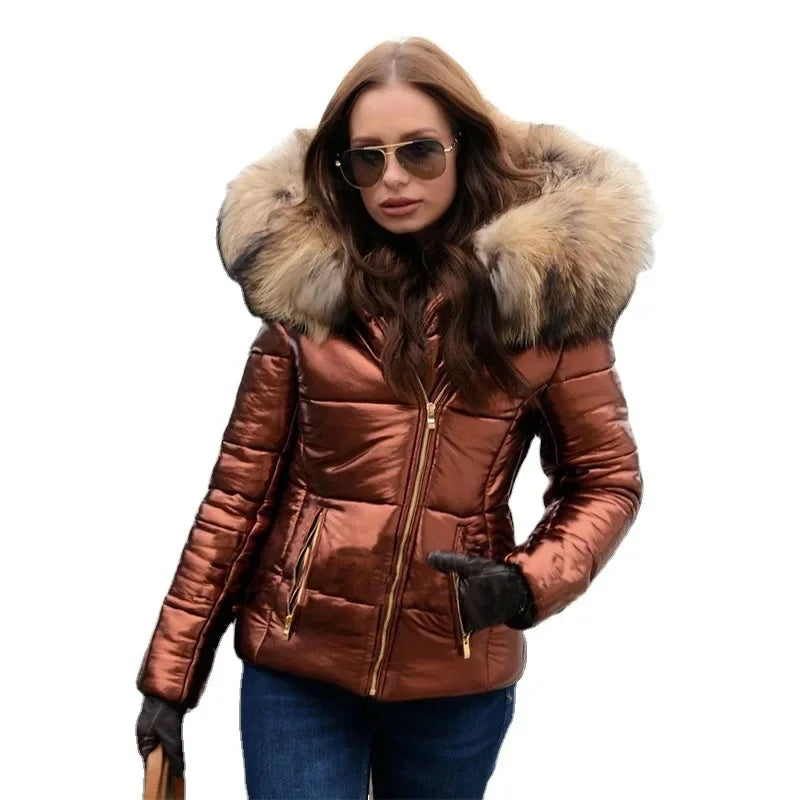 In-Stock Autumn Winter New Women's Cotton Coat Down Jacket Cropped Length European And American Style Cotton Padded Women's Clot