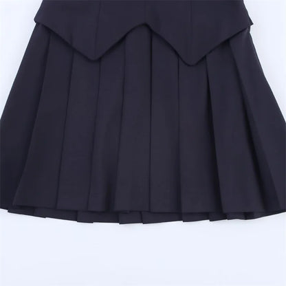 Women's Dresses New Summer 2025 Sailor Suit Style Wide Pleated Cropped Dress Fashionable Color-Blocking Sexy Cute Personality