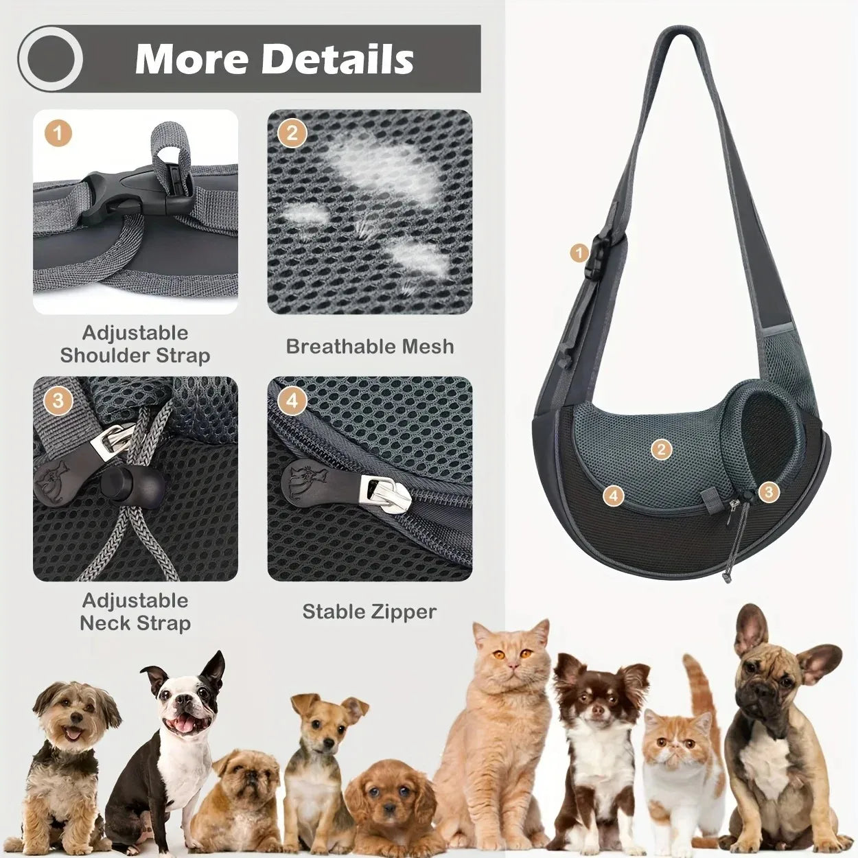 Breathable Pet Backpack - Portable Cross-Shoulder Bag for Cat and Dog Travel