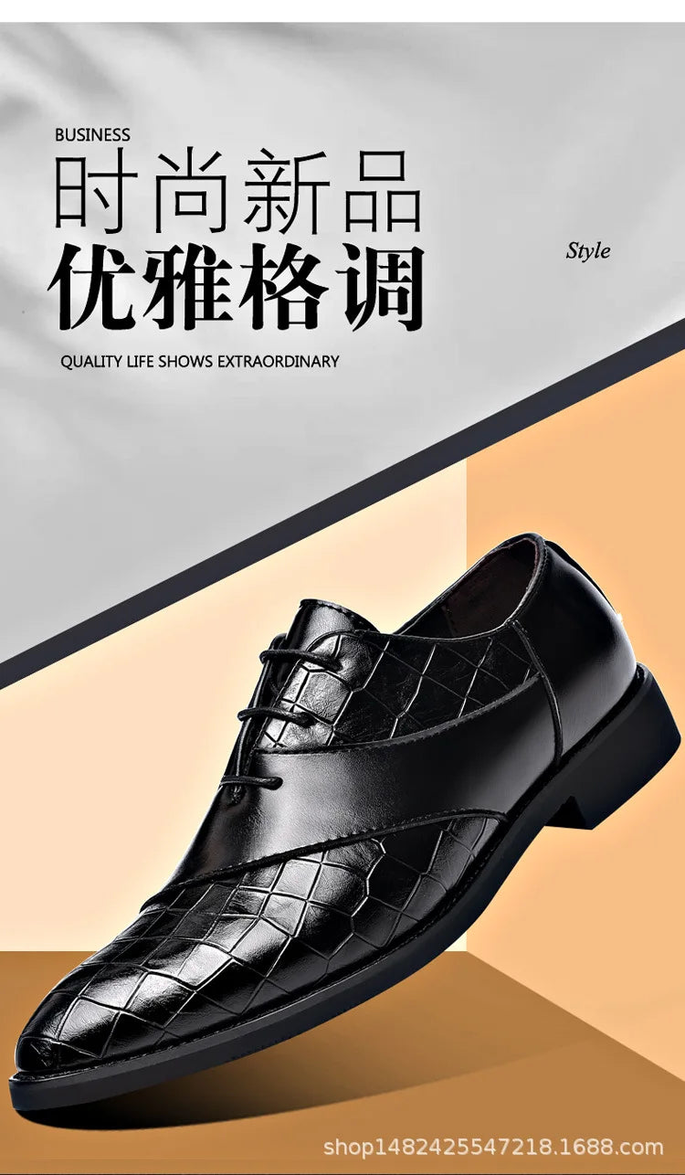 Luxury  Leather Shoes for Men Brand Derby Shoes for Men Pointed Toe Lace-up Men's Formal Shoes Handmade Business Footwear 2024