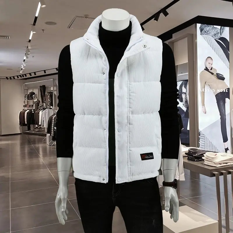 Waistcoat Male Wintertime Cotton Sill Young Person Korean Version Corduroy Vest Thickening for Warmth Men's Handsome Vest Jacket