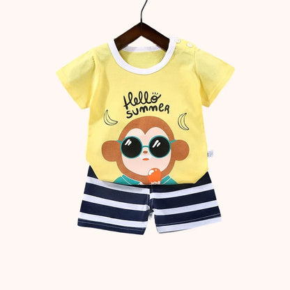 2PCS mother Kids Clothes Children's Sets Boys Girl T-shirt Shorts Summer Cotton Short sleeve Baby Children Clothing Toddler Suit