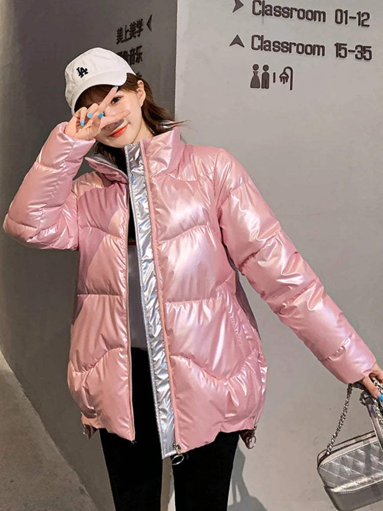 Women's Jacket Winter New Thickened Warm Cotton-padded Jacket 2023 Korean Style Loose Stand Collar Warm Parkas Winter Coat Women