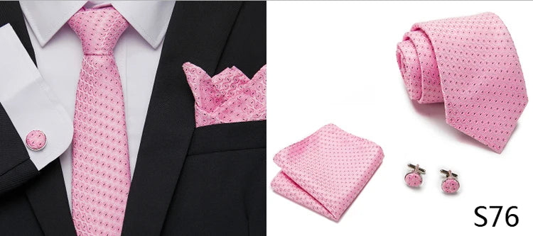 Hot Sale Holiday Gift Tie Pocket Squares Cufflink Set Necktie Dot Man Dark Grey Wedding Accessories Performance