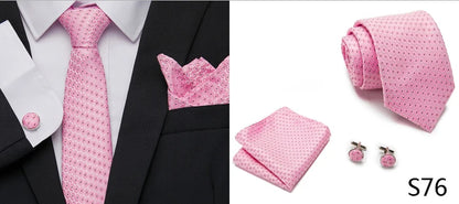 Hot Sale Holiday Gift Tie Pocket Squares Cufflink Set Necktie Dot Man Dark Grey Wedding Accessories Performance
