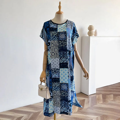 New Spring and Summer Dresses For Women Elegant Printed Silk Muslim Lady Kaftan Beach Sun Protection Seaside Holiday Dress