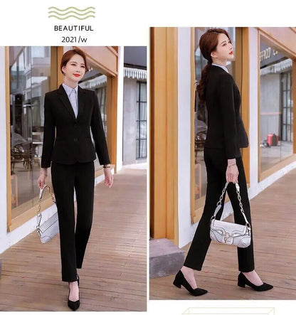 Women Spring Autumn New Fashion Professional Suit Matching Set Korean Elegant Casual Blazer Coat Pants Two-piece Female Clothing