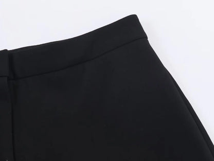 Women's Suit Pants Two-Piece Set Buckle Decoration Long Sleeve Blazer Coat + Straight-Leg Pants 2 Pieces Sets Chic Woman Outfits