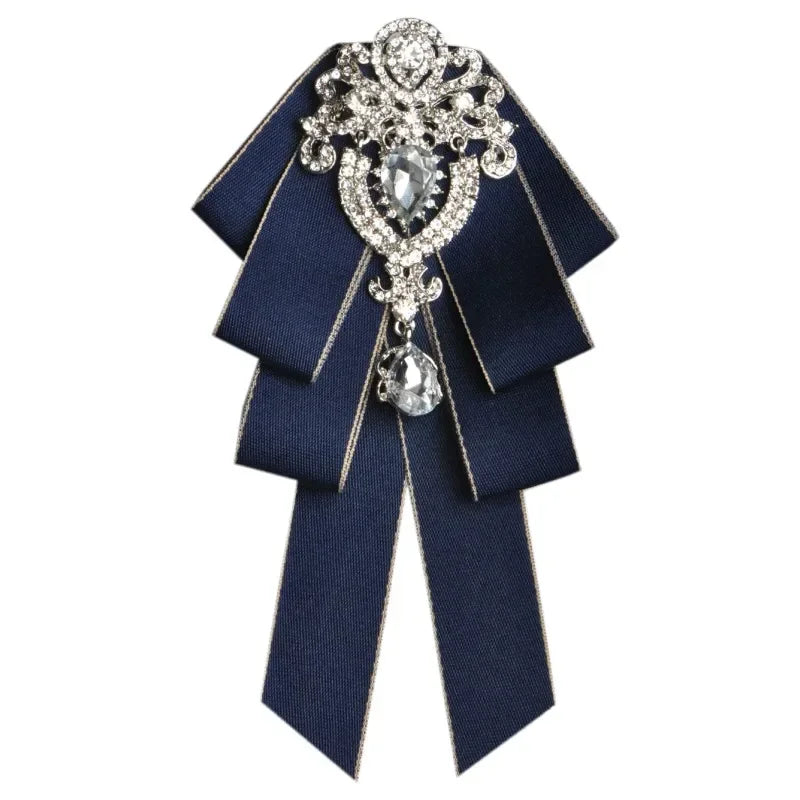 Fashion Handmade Bow Tie Wedding Collar Luxury Rhinestone Bowtie Necktie Brooch Pocket Towel Square Set Gift for Men Accessories
