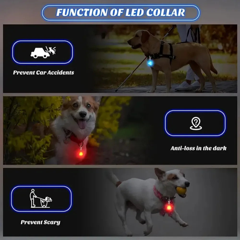 Silicone LED dog collar Pet collar waterproof light outdoor walking safety luminous dog tag battery LED Pet Pendant Collar