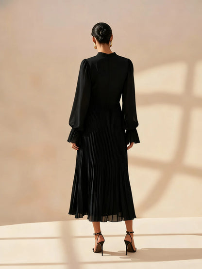 Elegant Ruffle Long Sleeve Dress for Women Chic Spring Summer Layered A Line Dress Lady Pleated Verstidos Prom Party Gowns