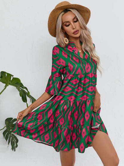 Women's Spring Summer Printed Dress Long Sleeve Flared Mid-Length Official Store Exclusive New Arrivals