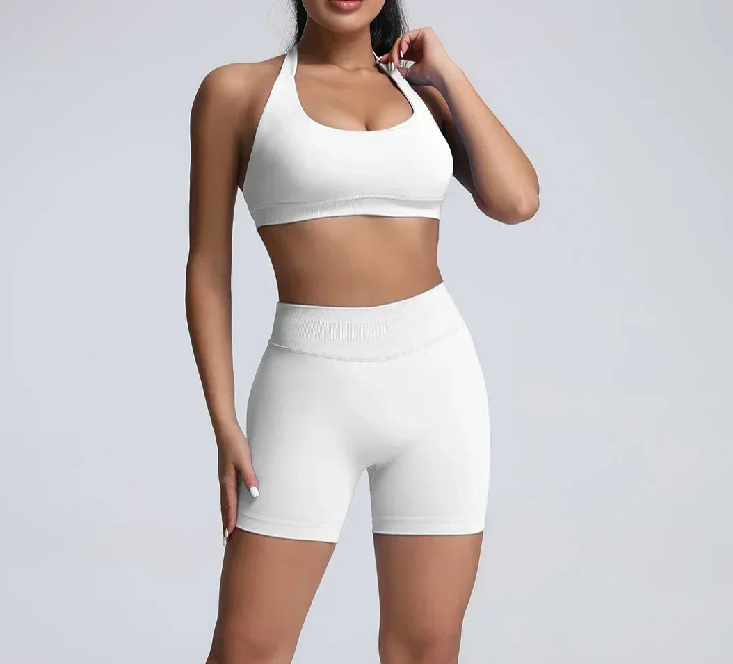 Women's Gym Solid Color Sports Bra Sexy Tight Fitting Backless Seamless with Chest Cushion Vest Exercise Yoga Camisole Top