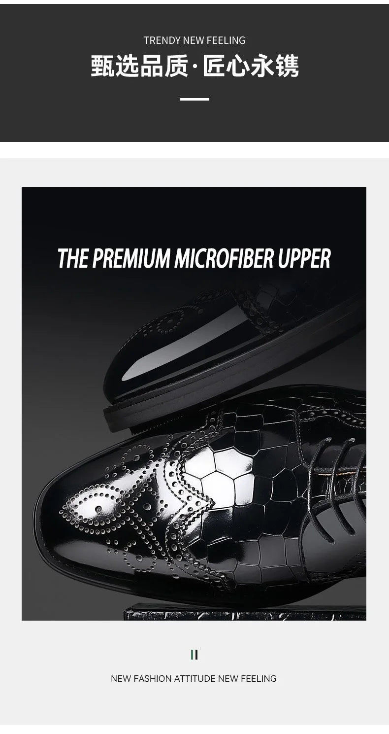 Men casual leather shoes business oxford shoes men brogue formal shoes genuine leather formal men brogue shoes