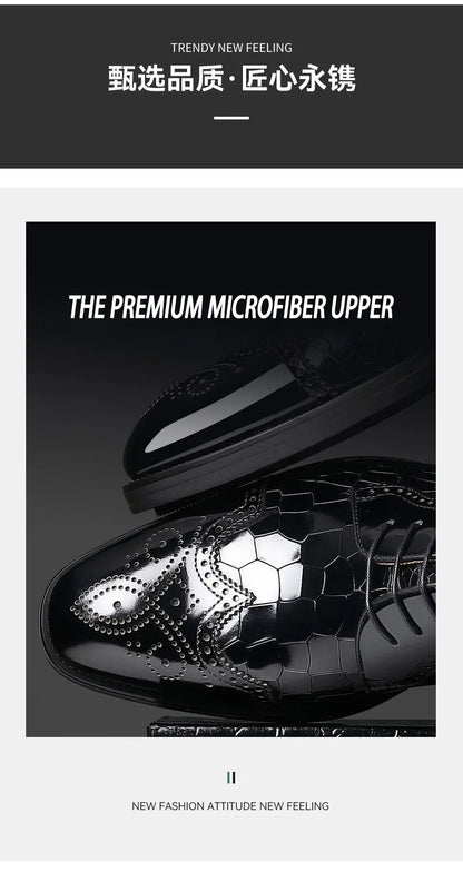 Men casual leather shoes business oxford shoes men brogue formal shoes genuine leather formal men brogue shoes