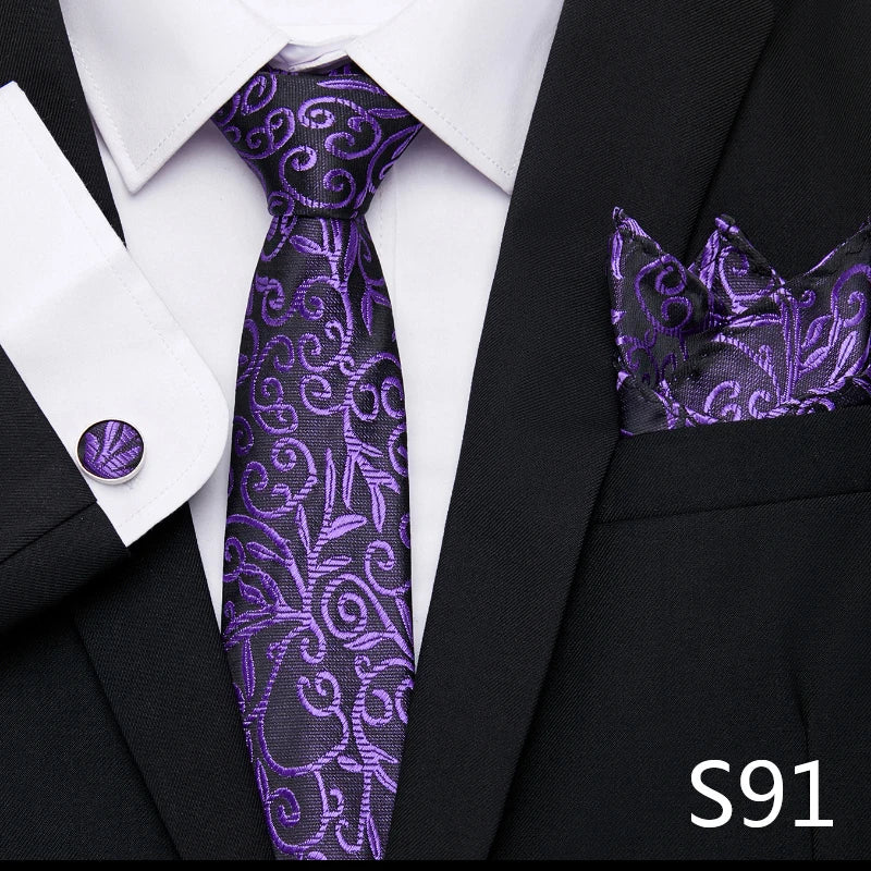 Hot Sale Holiday Gift Tie Pocket Squares Cufflink Set Necktie Dot Man Dark Grey Wedding Accessories Performance