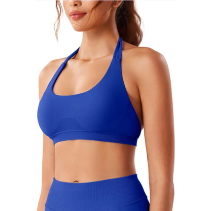 Women's Gym Solid Color Sports Bra Sexy Tight Fitting Backless Seamless with Chest Cushion Vest Exercise Yoga Camisole Top